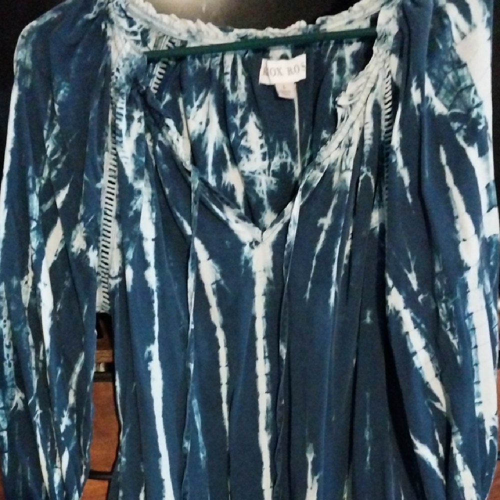 Boho Tie-Dye Blue Blouse